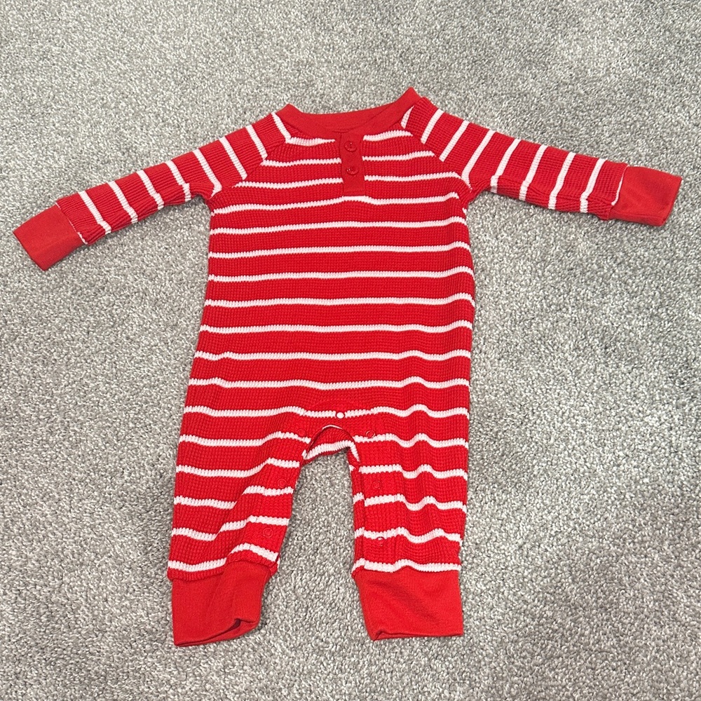 Wondershop at Target Christmas Holiday‎ red white striped long sleeve one piece